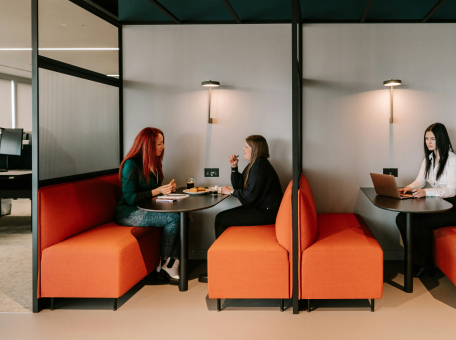 Enclosed office pods and booths